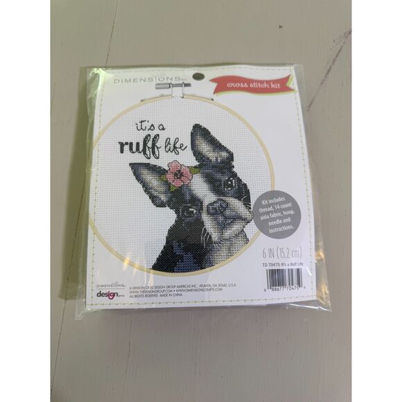 Dimensions Other - Dimensions "It's a Ruff Life" Counted Cross Stitch Kit 6" Dog Hoop Craft Kit NIP